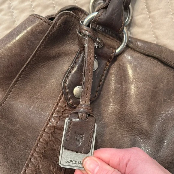 Frye Brown Leather Shoulder Bag with Structured Design - Picture 8 of 15